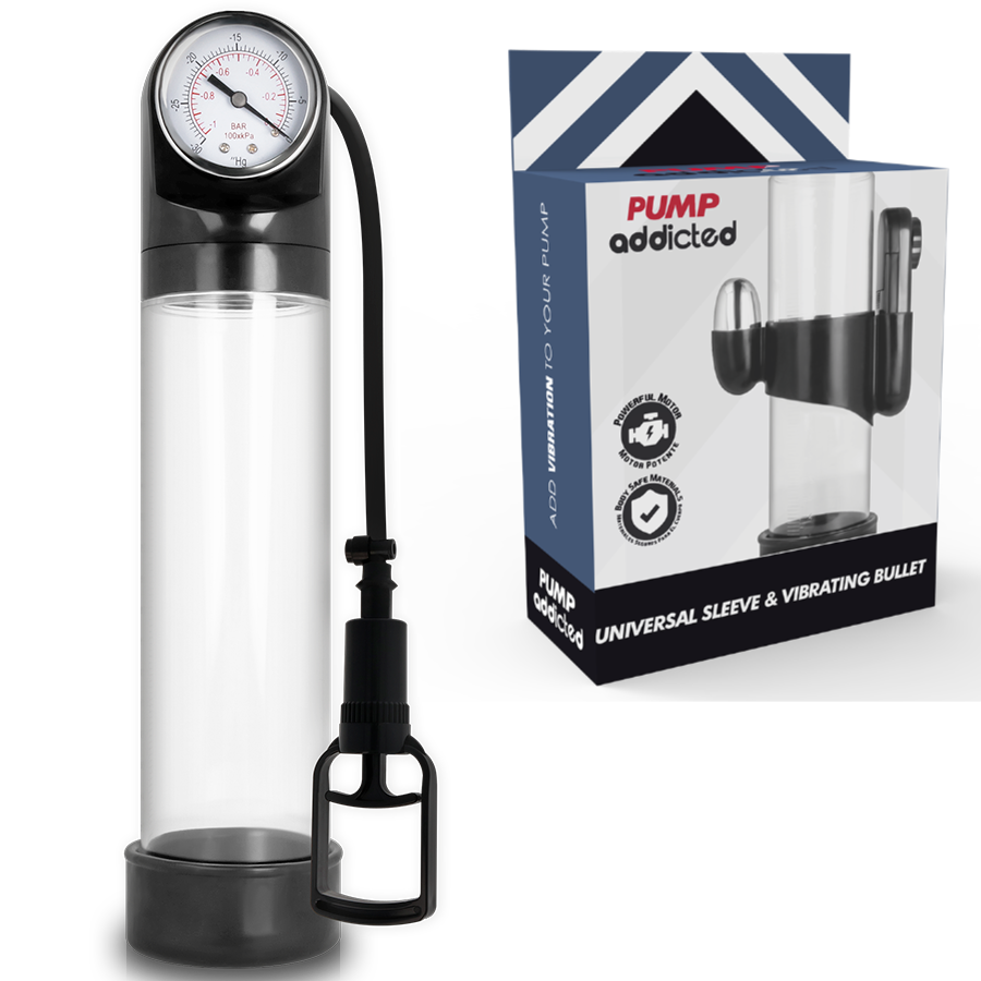 Bomba de pene PUMP ADDICTED RX9 con vibrador, transparente