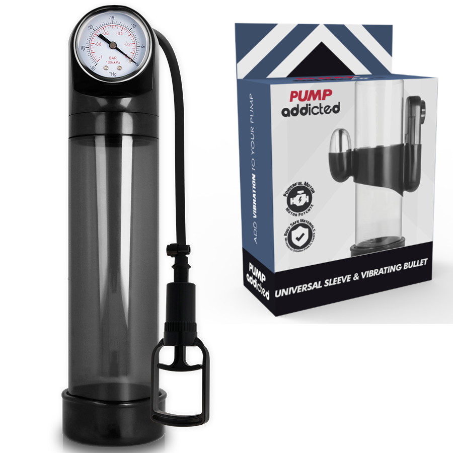 Bomba de pene PUMP ADDICTED RX9 con vibrador, negra
