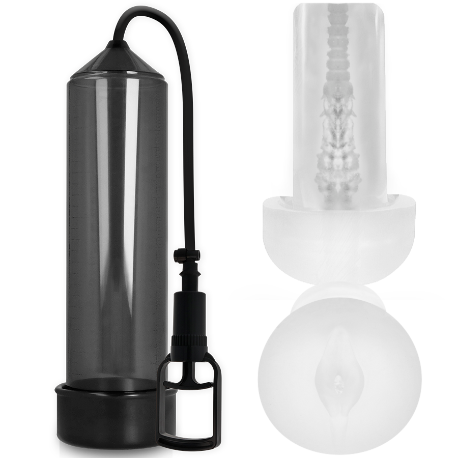 Bomba de pene PUMP ADDICTED RX7 con masturbador, negra