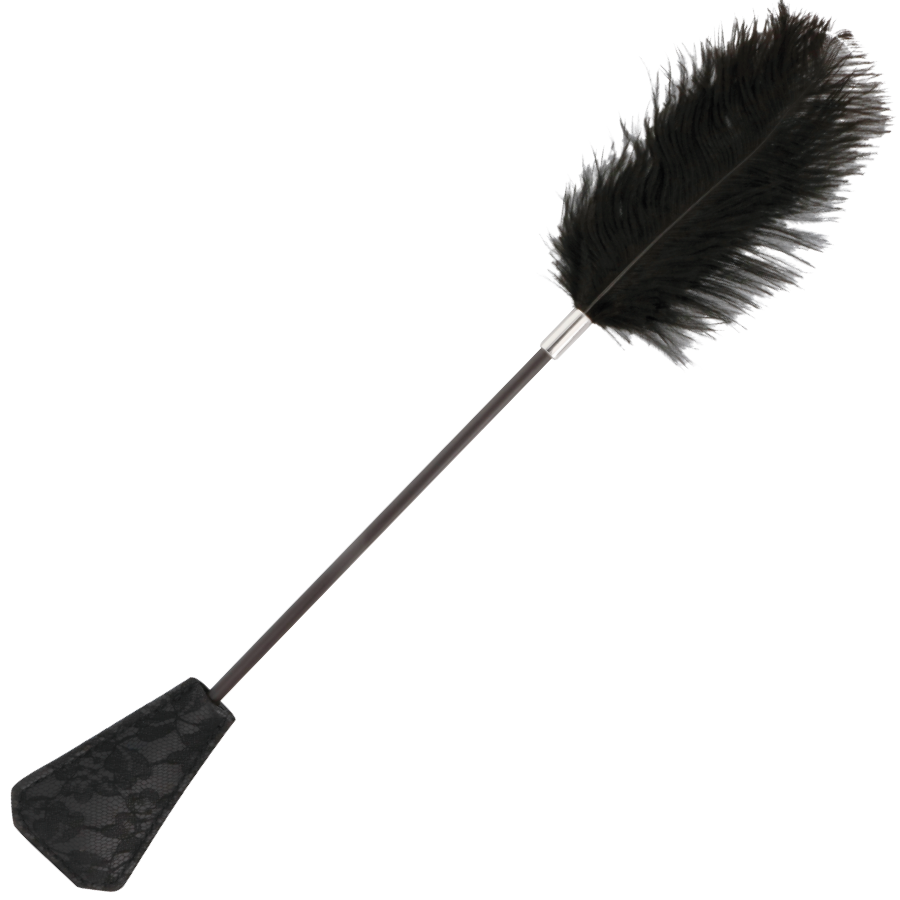 Látigo DARKNESS Black Love Feather con pluma y crop, 56 cm