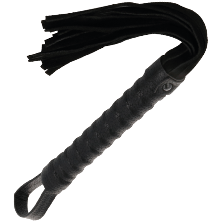 Látigo de bondage negro DARKNESS Sensations con mango de cuero