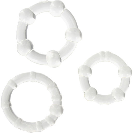 Set de anillos para el pene SEVEN CREATIONS con tres anillos de silicona transparentes