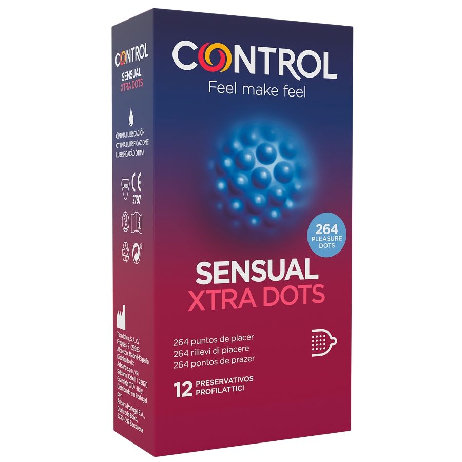 Preservativos Control Xtra Dots con puntos, 12 unidades