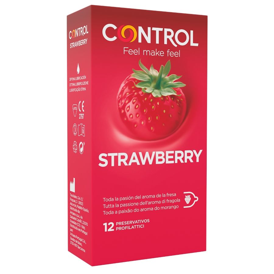 Preservativos CONTROL Adapta con sabor a fresa, 12 unidades