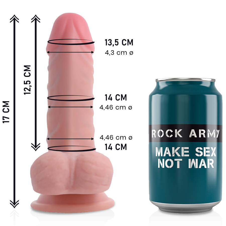 ROCK ARMY Dual Density Panzer, dildo realista de 17 cm