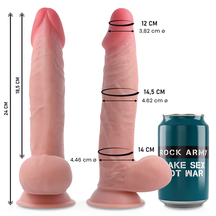 Dildo realista ROCK ARMY Dual Density Sherman, 24 cm
