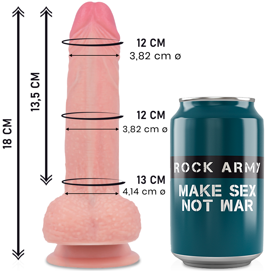 Dildo realista de silicona ROCK ARMY Mustang, 18 cm