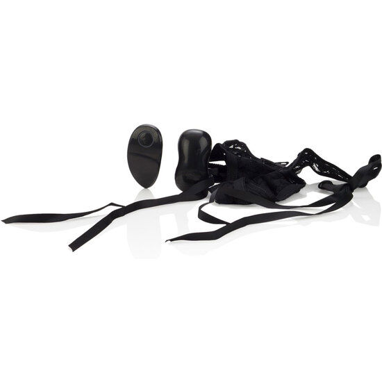 Tanga negro de encaje CalExotics con bala vibradora