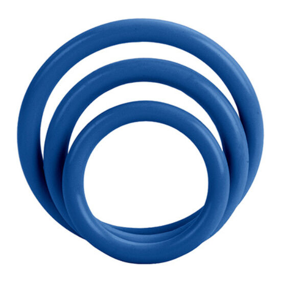 CalExotics Tri Rings Blue: tres anillos para el pene flexibles