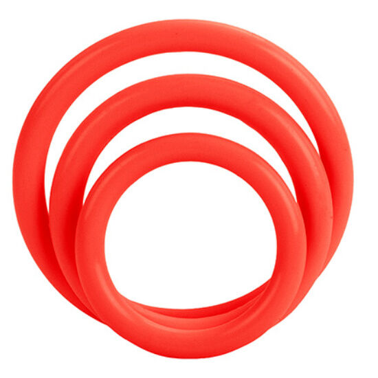 CalExotics Tri Rings Set Red, juego de tres anillos flexibles para el pene