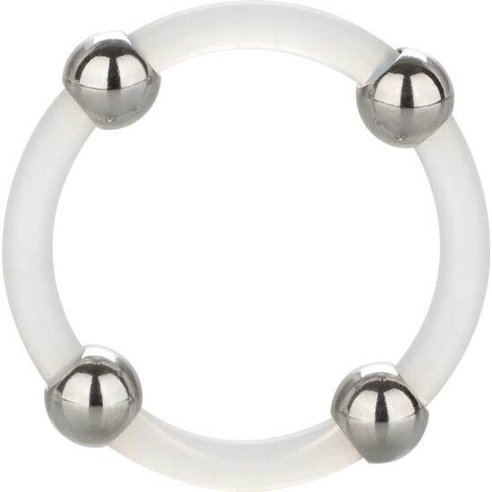 Anillo para el pene de silicona CALEXOTICS con bolas de acero inoxidable