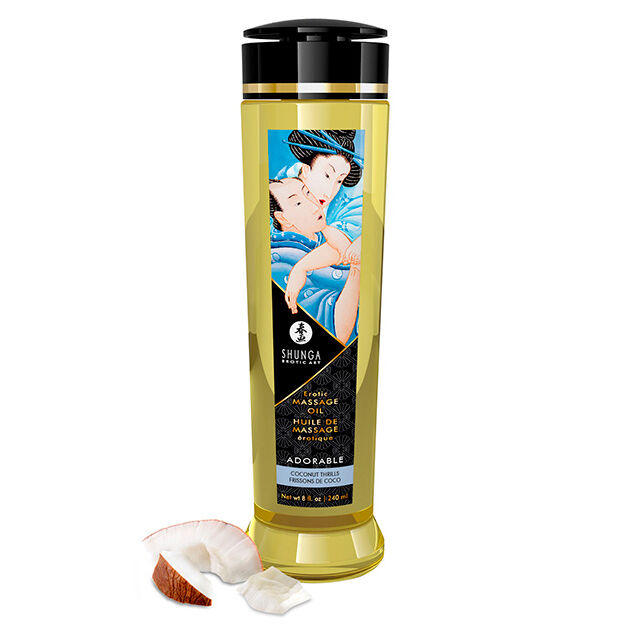 Aceite de masaje Shunga Adorable con aroma de coco, 240 ml