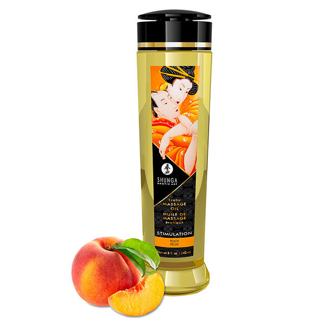 Aceite de masaje Shunga con aroma a melocotón, 240 ml