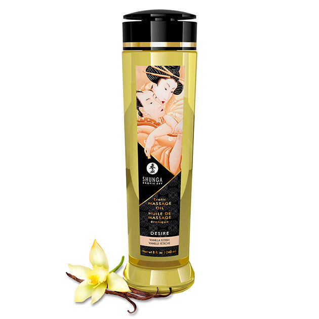 Aceite de masaje Shunga Desire con vainilla fetiche, 240 ml