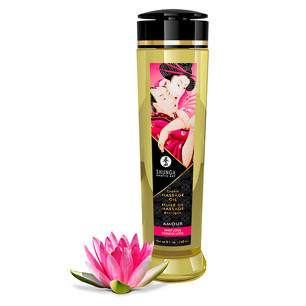 Aceite de masaje erótico 240 ml con aroma Sweet Lotus para una relajación sensual SHUNGA