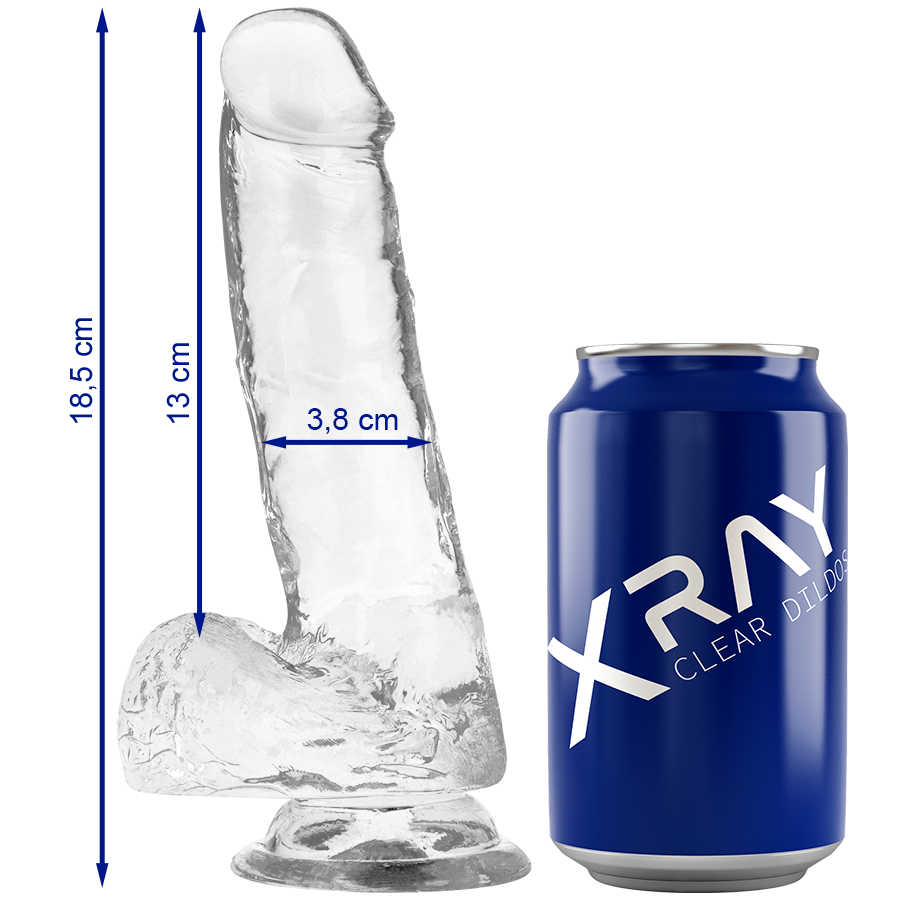 Dildo realista X RAY Clear con ventosa, 18,5 cm
