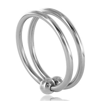 Anillo doble para el pene METAL HARD de acero, 32 mm