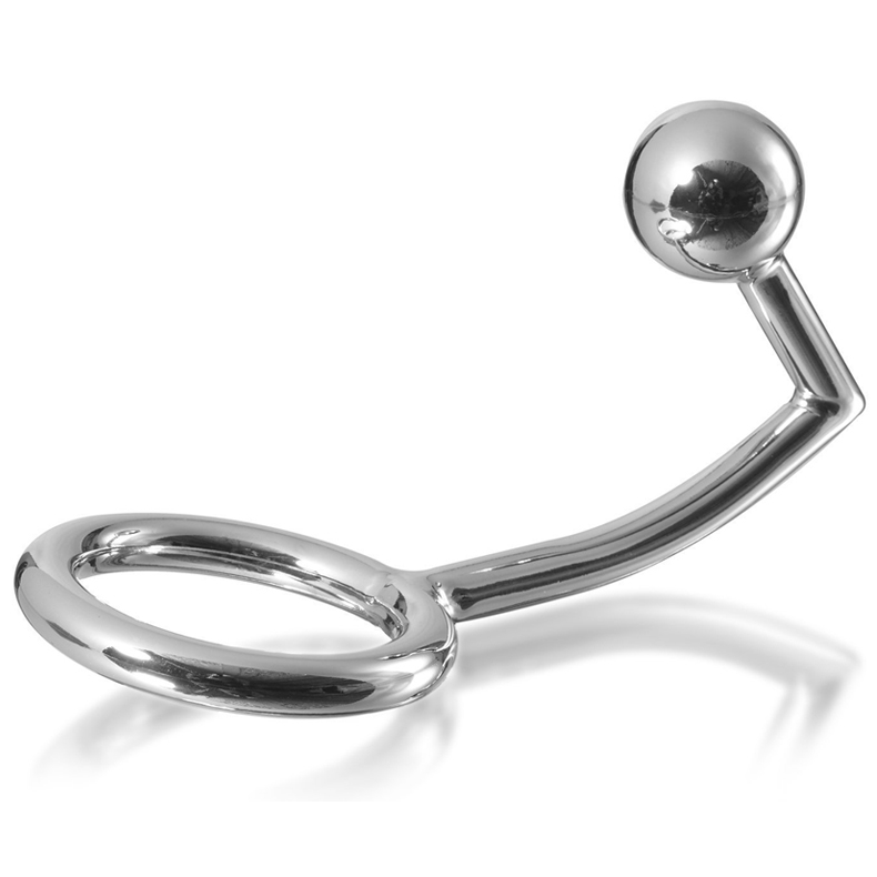 METAL HARD Anillo para el pene con bola anal, 45 mm