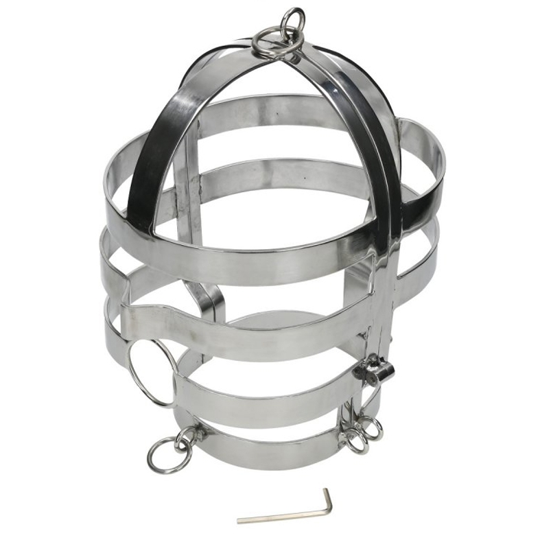 Máscara BDSM METAL HARD de acero con collar