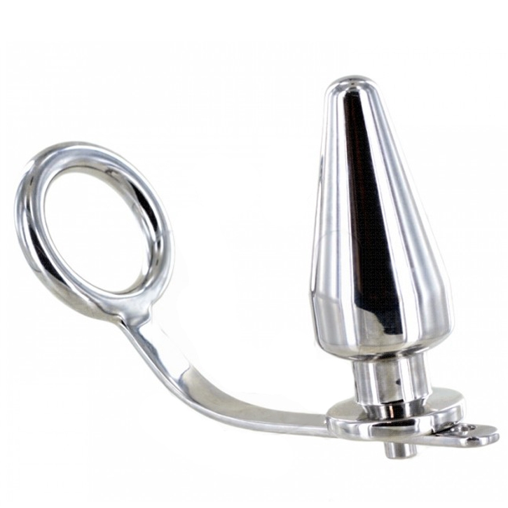 METAL HARD Anillo para el pene con plug anal de acero