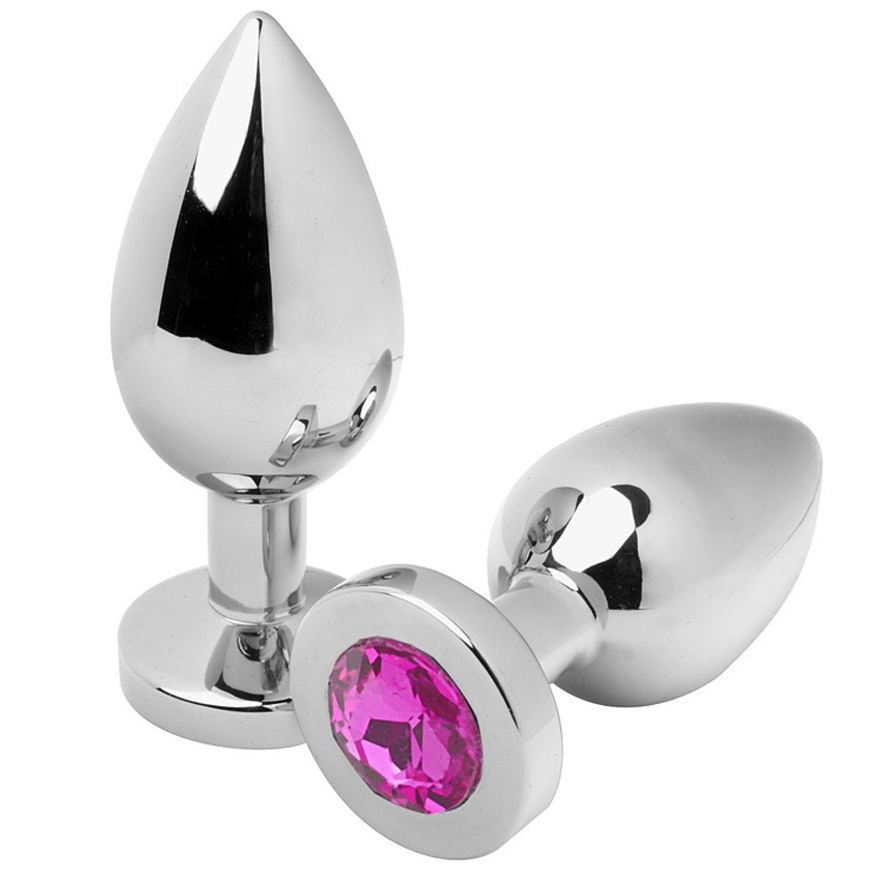 METAL HARD Diamond plug anal de acero con cristal, rosa