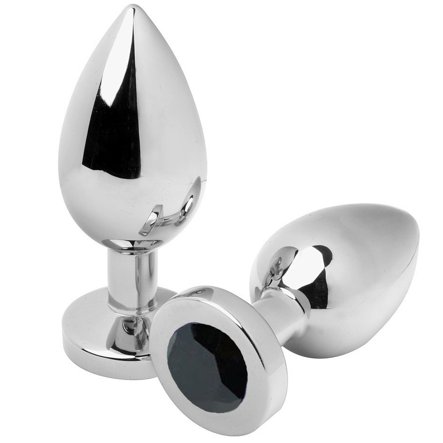 Plug anal METAL HARD Diamond de acero con cristal, negro