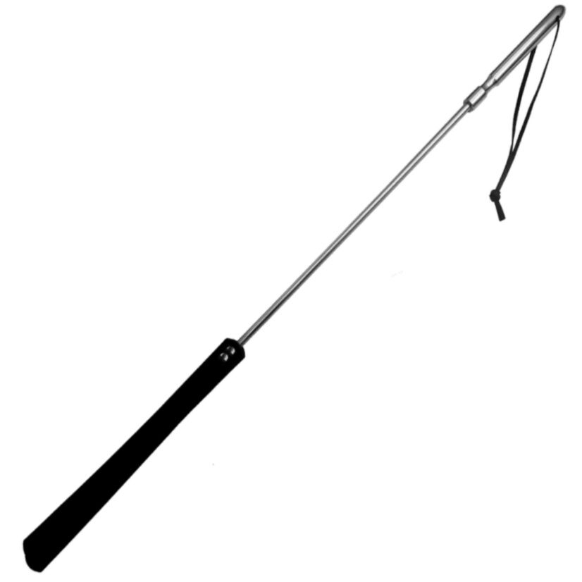 Látigo de cuero METAL HARD con mango de acero inoxidable, 70 cm