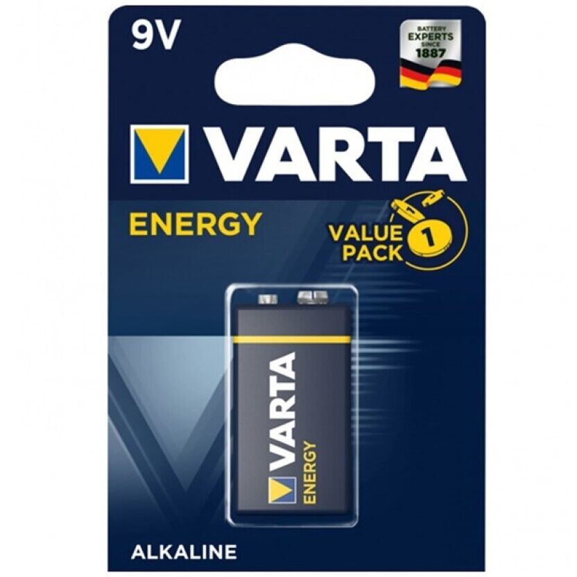 Pila alcalina de 9 V de larga duración para detectores de humo, 48x26x17 mm VARTA
