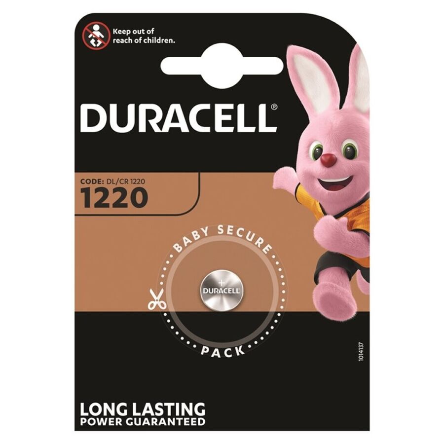 Pila de botón de litio CR1220 3 V para relojes y dispositivos, larga vida útil en almacenamiento DURACELL