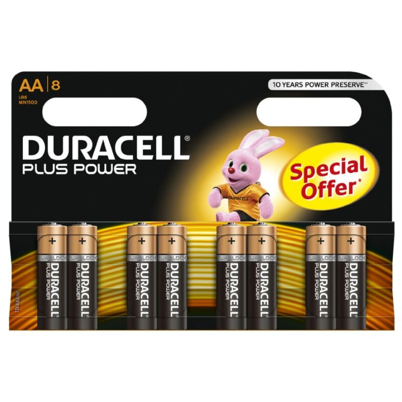 Pilas alcalinas AA, pack de 8, larga duración para el día a día y tus dispositivos DURACELL
