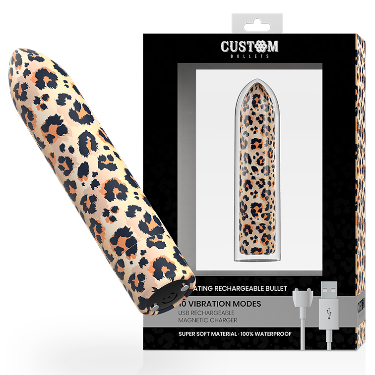 CUSTOM BULLETS Leopard minivibrador con 10 modos de vibración