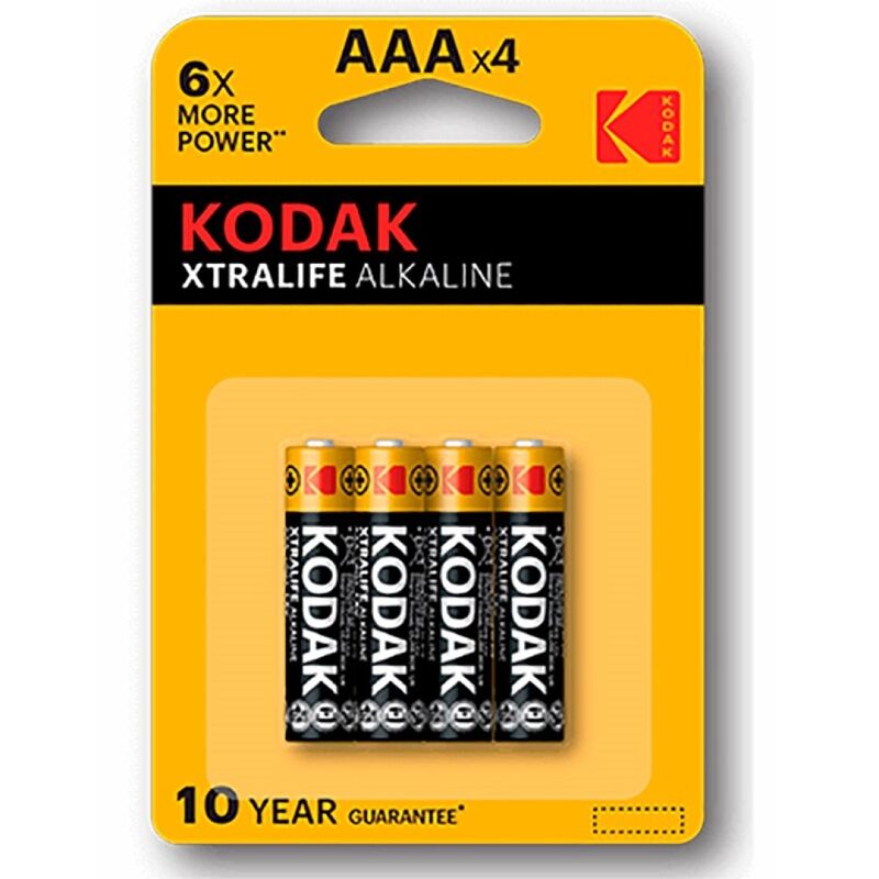 Pilas alcalinas AAA, paquete de 4, larga duración para mandos a distancia KODAK