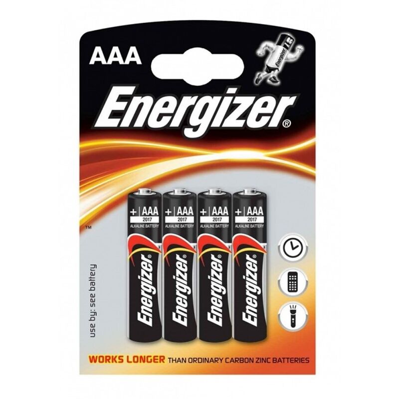 Pilas alcalinas AAA de larga duración, pack de 4, compactas ENERGIZER