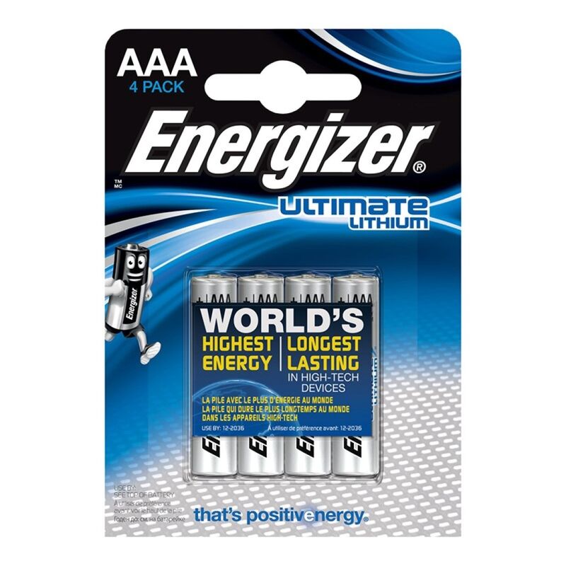 Pila AAA de litio de 1250 mAh, larga duración para dispositivos de alta tecnología ENERGIZER
