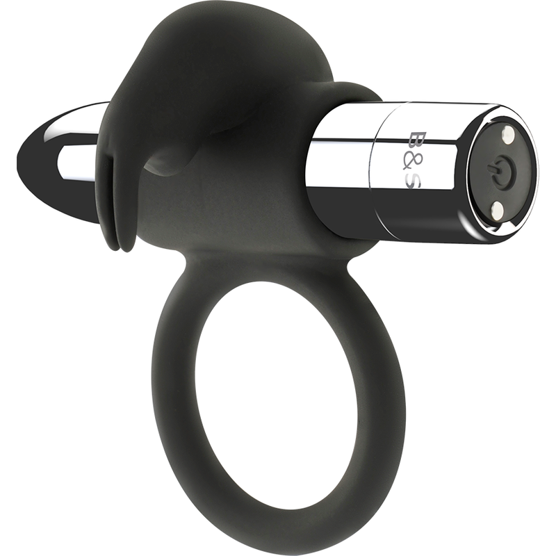 Anillo vibrador de silicona con 10 modos, recargable por USB para disfrutar en pareja BLACKSILVER