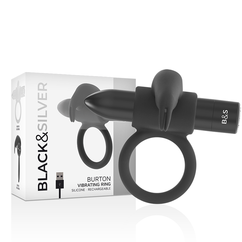 Anillo vibrador de silicona con 10 modos para una erección más intensa BLACKSILVER