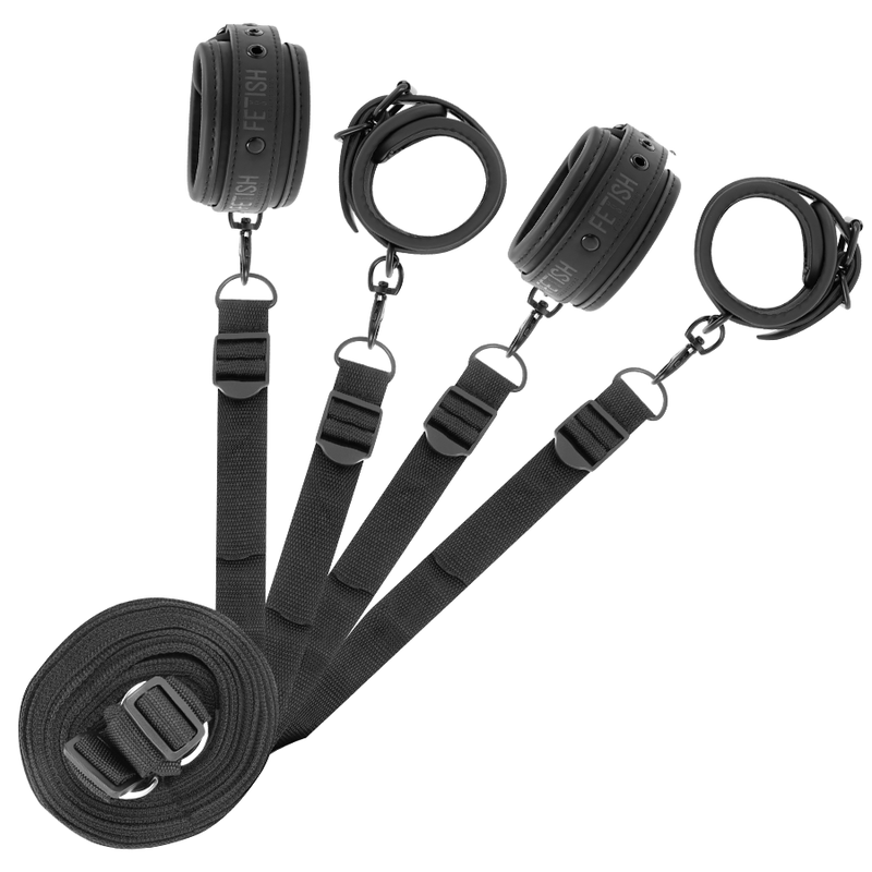 Set Fetish Submissive con esposas para muñecas, tobilleras y correas