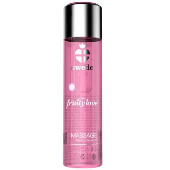 Aceite de masaje SWEDE Fruity Love con efecto calor, fresa y champán, 60 ml