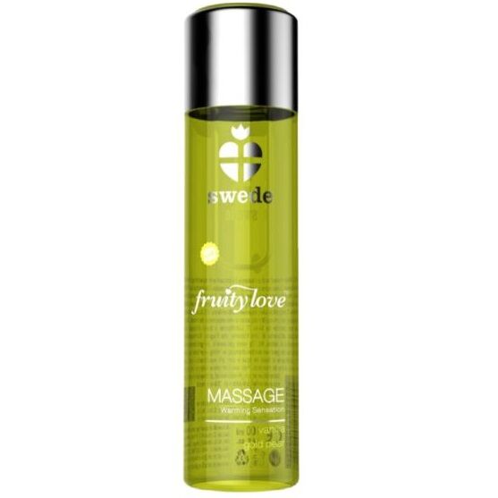 Aceite de masaje SWEDE Fruity Love con efecto calor, vainilla y pera dorada, 60 ml