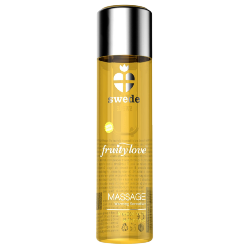 Aceite de masaje SWEDE Fruity Love con efecto calor, sabor tropical a frutas y miel, 120 ml