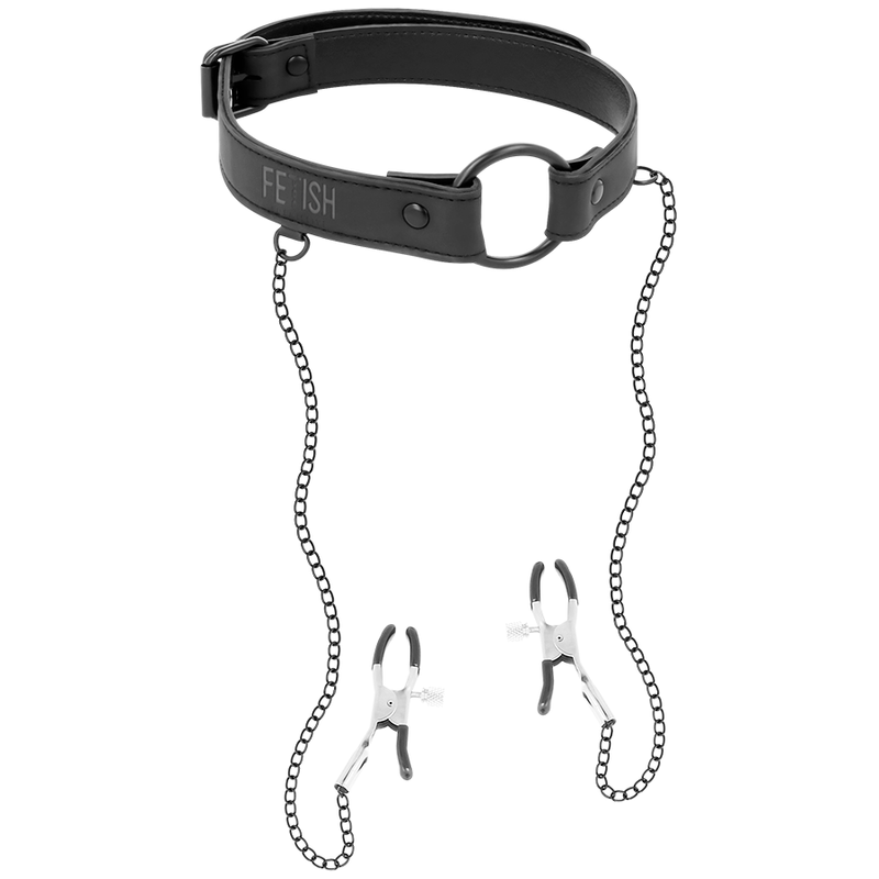 Mordaza de aro Fetish Submissive con pinzas para pezones