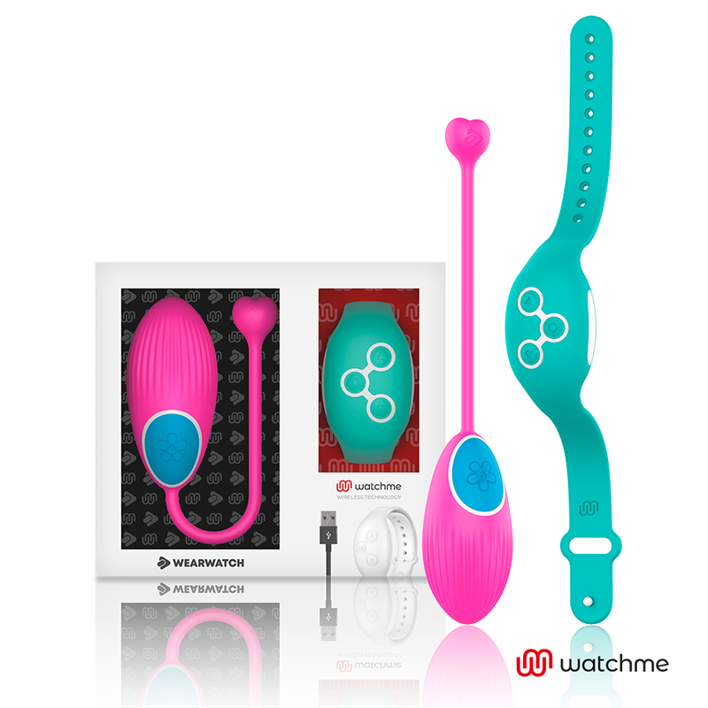 WEARWATCH WatchMe huevo vibrador con mando a distancia, fucsia y azul agua