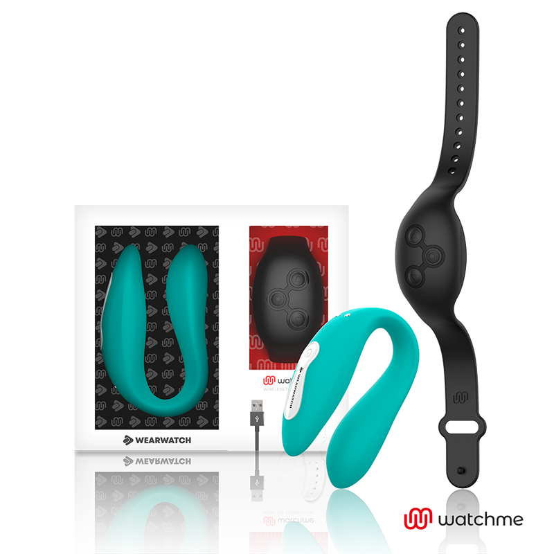Vibrador WEARWATCH Dual con mando a distancia, aguamarina y negro